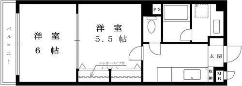 ドエリング東戸塚(2K/4階)の間取り写真