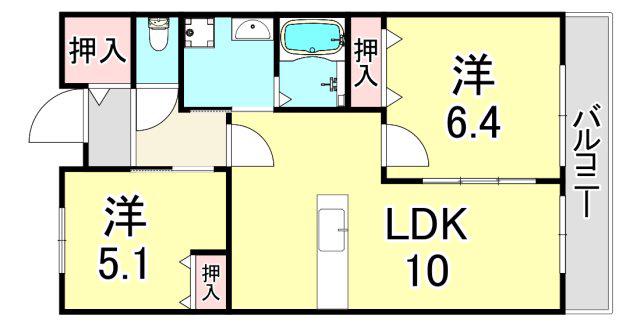 UR 浜甲子園さくら街15(2LDK/9階)の間取り写真