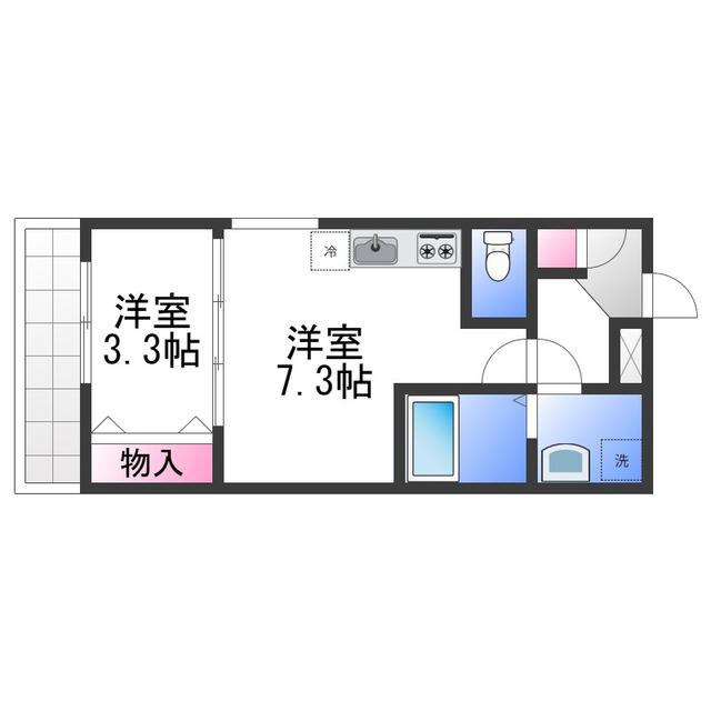 ジーメゾンエトワール和泉大宮(1DK/3階)の間取り写真