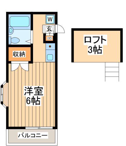 オーク玉川学園(1K/1階)の間取り写真