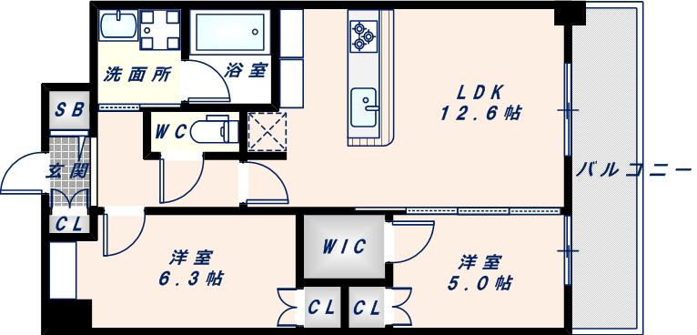 グランドレッセ今里(2LDK/4階)の間取り写真