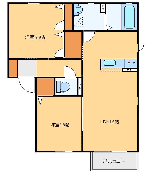 ハートレーベン(2LDK/1階)の間取り写真