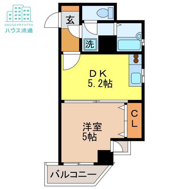 ウィステリア平和町(1DK/2階)の間取り写真
