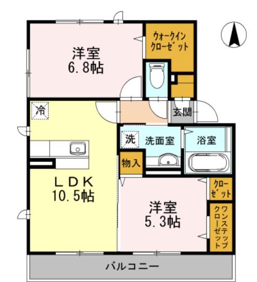 ラウレア(2LDK/2階)の間取り写真
