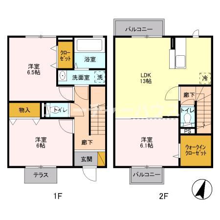 コンフォート大里(3LDK/1階)の間取り写真