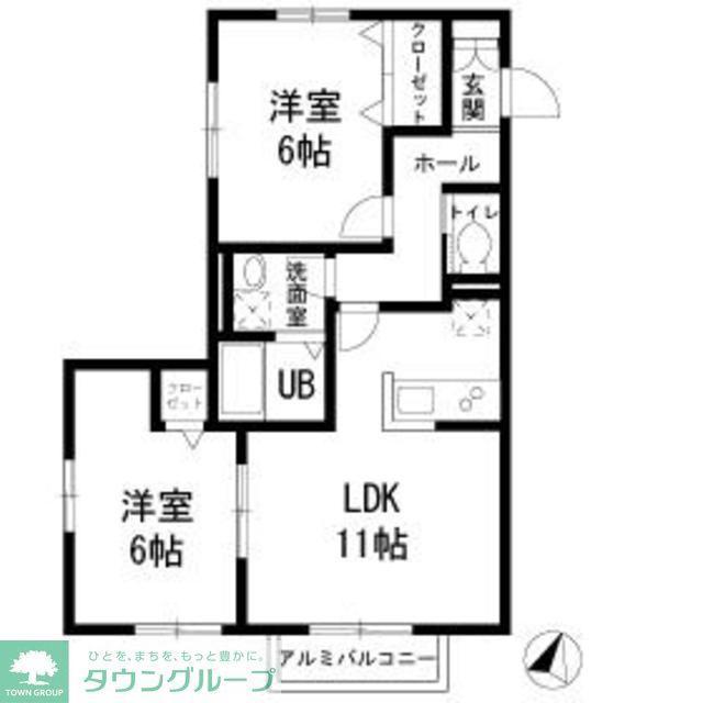 SUNTERRACEII(2LDK/1階)の間取り写真
