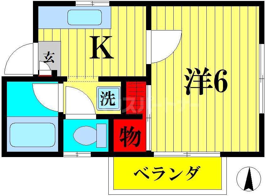 メゾンサカイA(1K/2階)の間取り写真