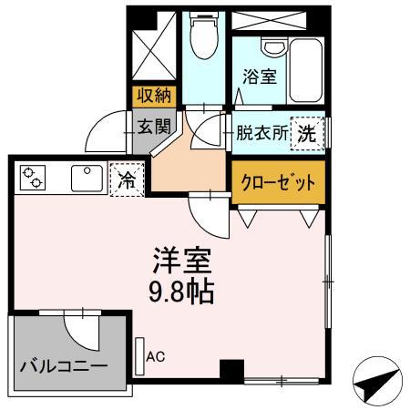 TMSOUND(ワンルーム/3階)の間取り写真