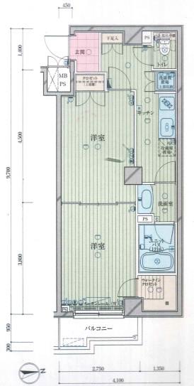 ルーブル新宿水道町(2K/2階)の間取り写真