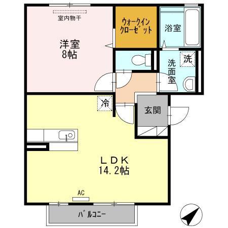 KIKUMOMO(1LDK/1階)の間取り写真