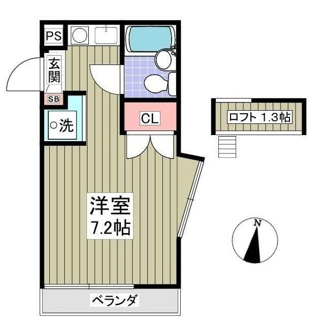 フローラルコートII(ワンルーム/2階)の間取り写真