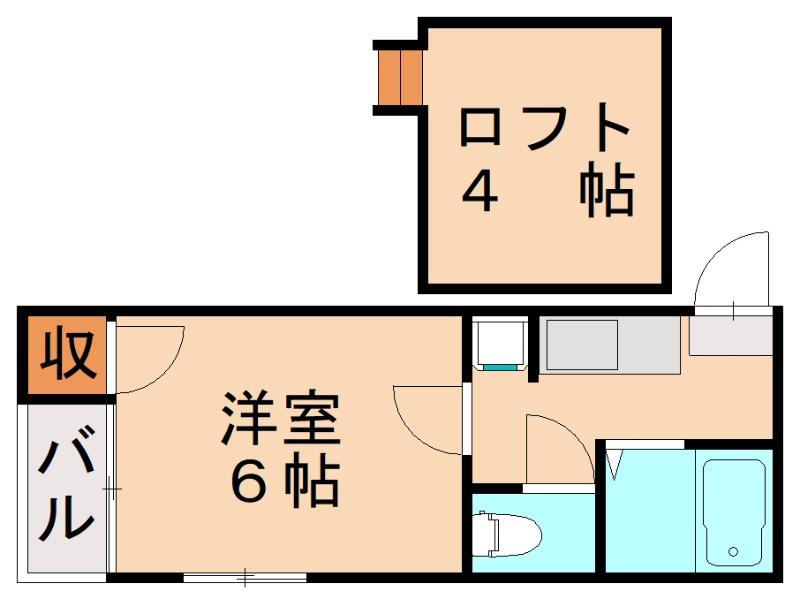 ビバコート東比恵(1K/1階)の間取り写真