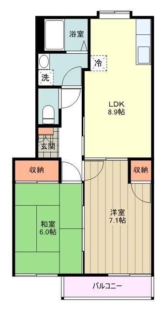 プティメゾンモンテローザII(2DK/1階)の間取り写真