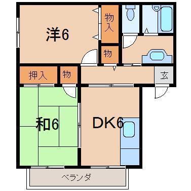 サンパークA(2DK/2階)の間取り写真