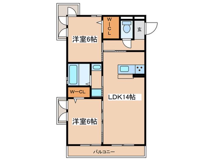 アルシオネ コート(2LDK/2階)の間取り写真