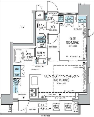 レジディア蒲田V(1LDK/11階)の間取り写真