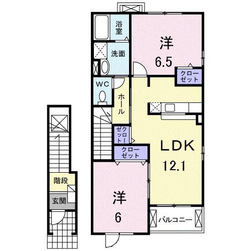 グランツレジデンスB(2LDK/2階)の間取り写真