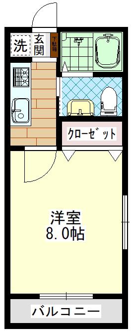 フラット(1K/1階)の間取り写真