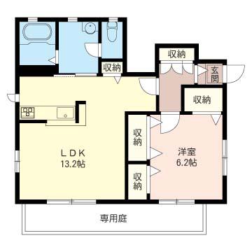 コントゥール(1LDK/1階)の間取り写真