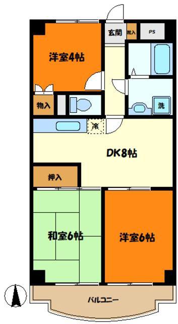 メゾンベール(3DK/3階)の間取り写真