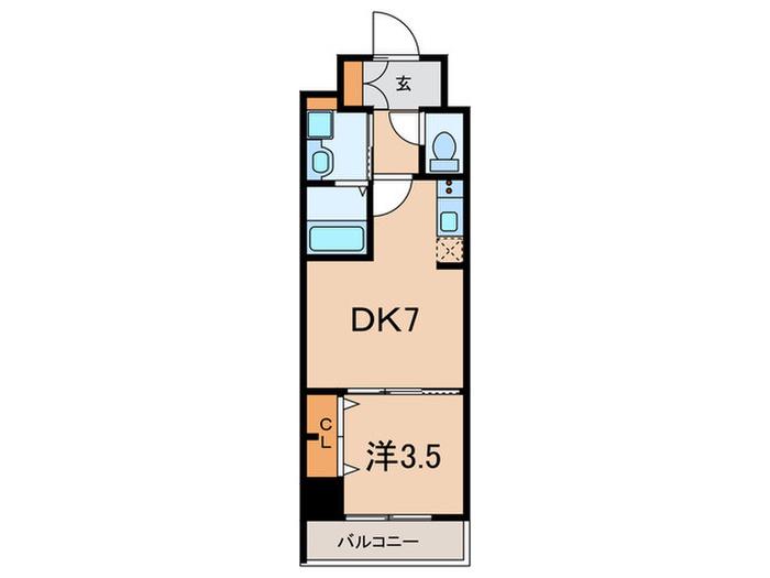 ファーストフィオーレ東灘(1DK/2階)の間取り写真