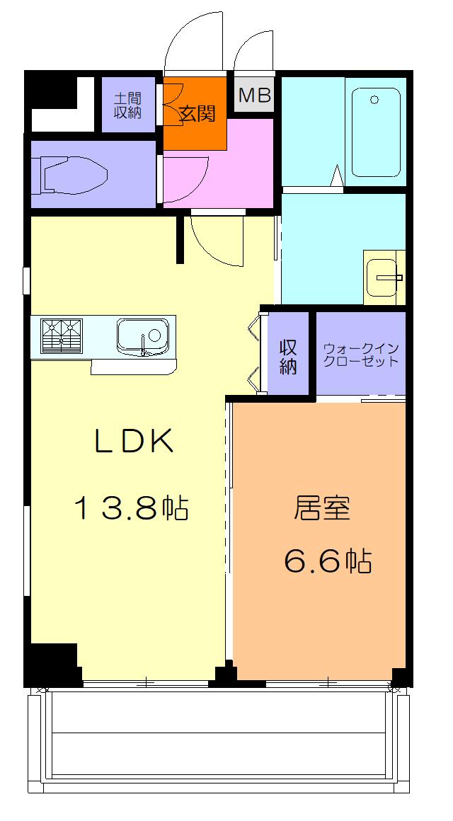 大明ビル(1LDK/4階)の間取り写真