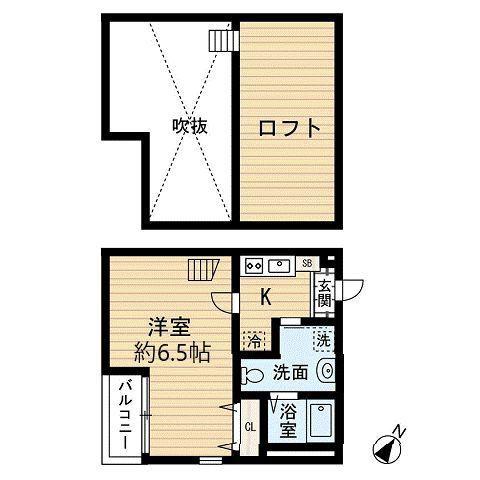 BELLE AVENUE 高宮(1K/2階)の間取り写真