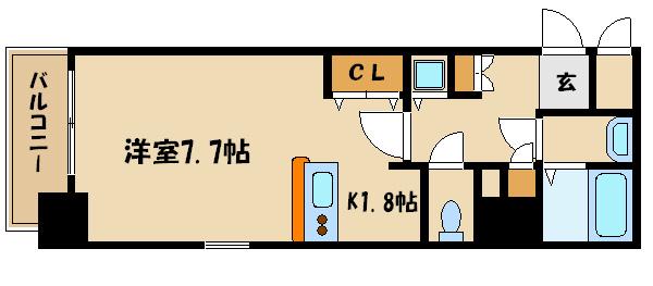 プレサンス京都四条堀川(1K/13階)の間取り写真