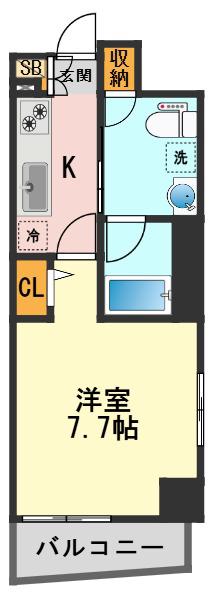 VERXEED KAMEARI(1K/8階)の間取り写真