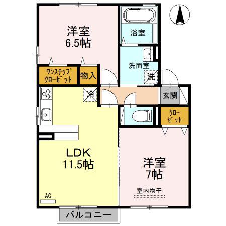 プラムC(2LDK/2階)の間取り写真