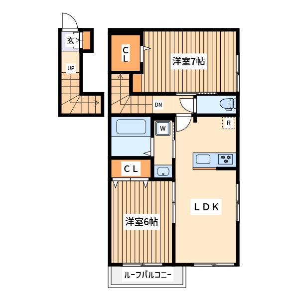 リネラ 2(2LDK/2階)の間取り写真
