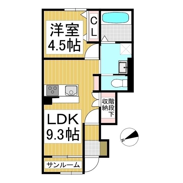 長野市稲葉(1LDK/1階)の間取り写真