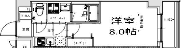 S-RESIDENCE王子TERCERA(1K/4階)の間取り写真