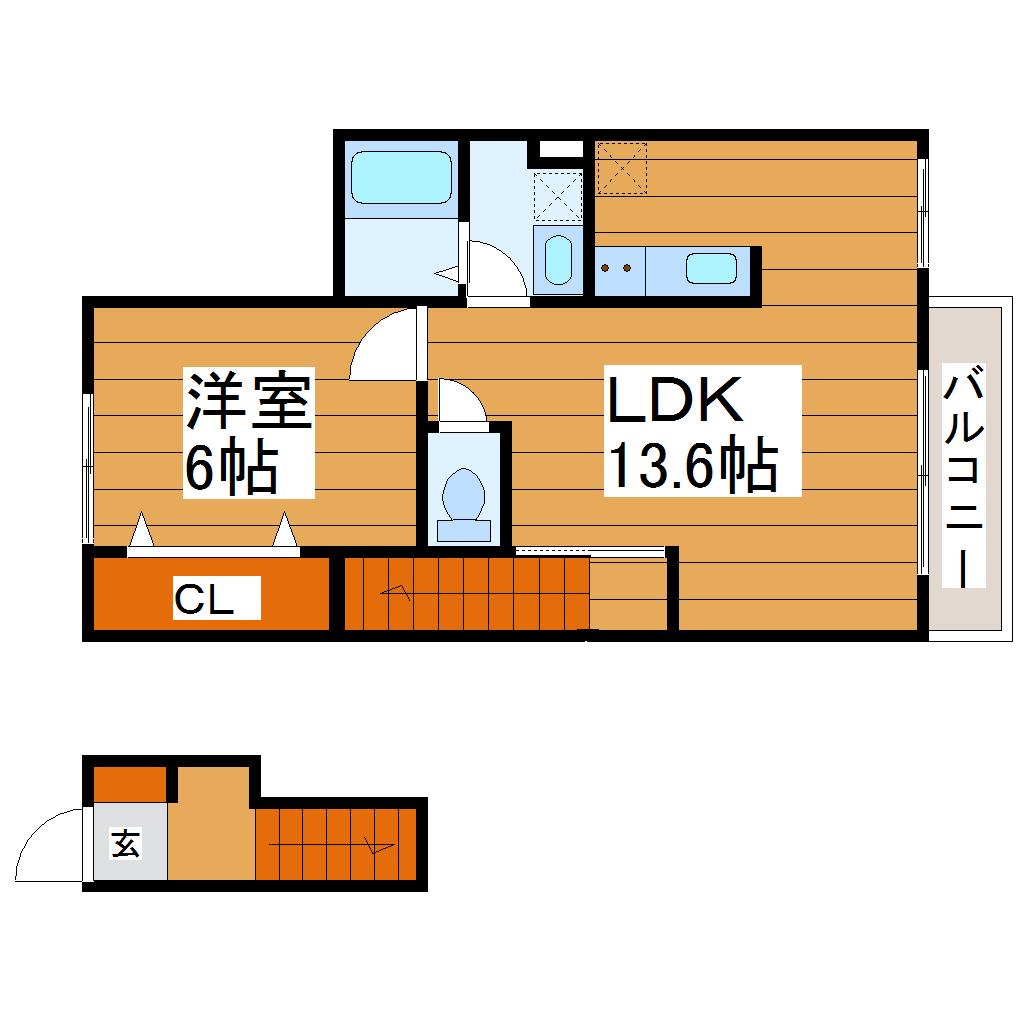 PRIMO DIO(1LDK/2階)の間取り写真