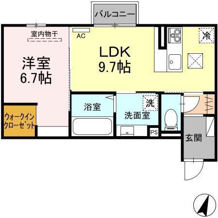 D‐ROOM竹尾I(1LDK/1階)の間取り写真