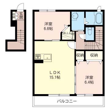 第IIムツミハイツ(2LDK/2階)の間取り写真