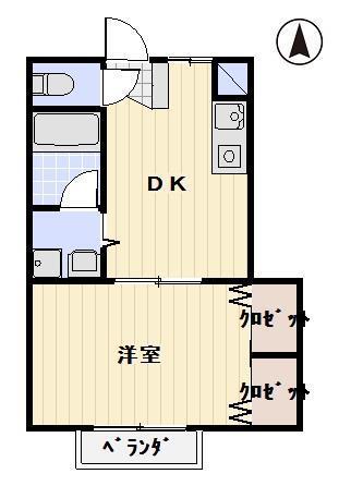 パインハーバーマンション(1DK/2階)の間取り写真