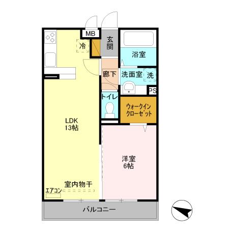 グランメール北鴻巣(1LDK/1階)の間取り写真