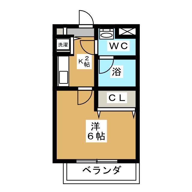 ティユール岡本(1K/3階)の間取り写真