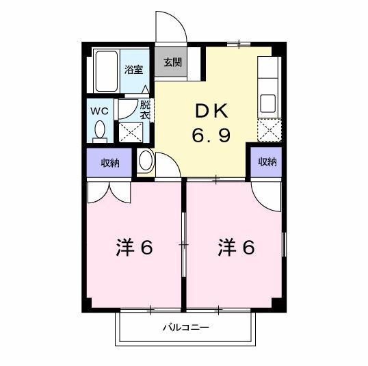 パークサイドヒル(2DK/1階)の間取り写真