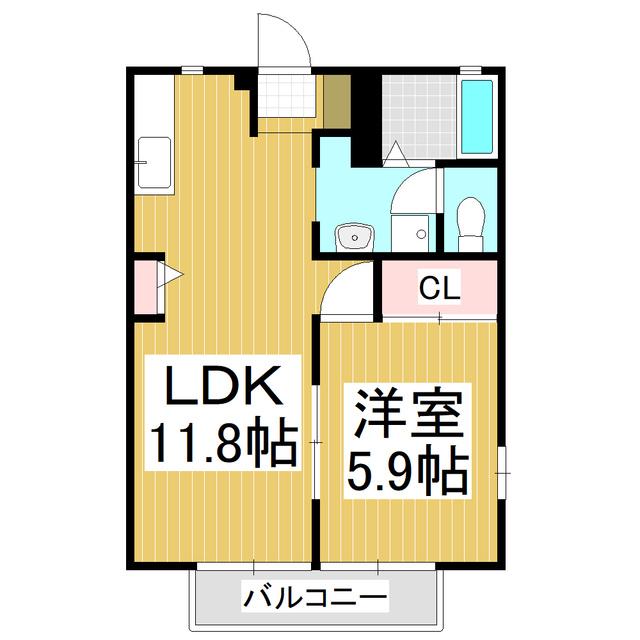 ディアスリングD棟(1LDK/1階)の間取り写真