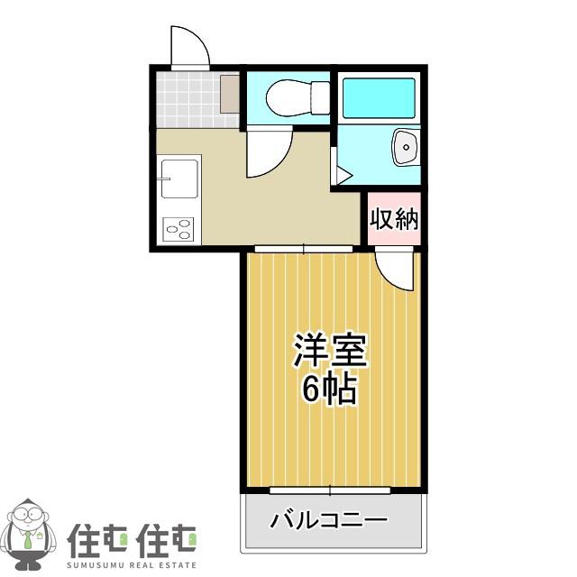 サンライズ6(1K/2階)の間取り写真