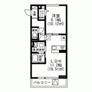 リヴェール川口芝(1LDK/2階)の間取り写真