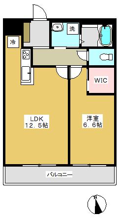 レジデンス小金井公園(1LDK/3階)の間取り写真