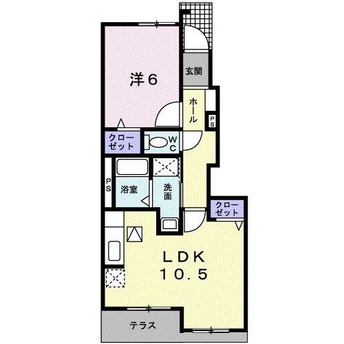ルイシャトレ花見(1LDK/1階)の間取り写真