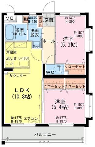 VICTORY HOPE(2LDK/3階)の間取り写真