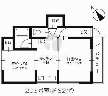 原町いずみハイム(2K/2階)の間取り写真