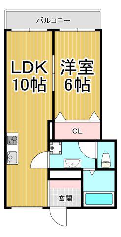 ヴィラ北田(1LDK/3階)の間取り写真