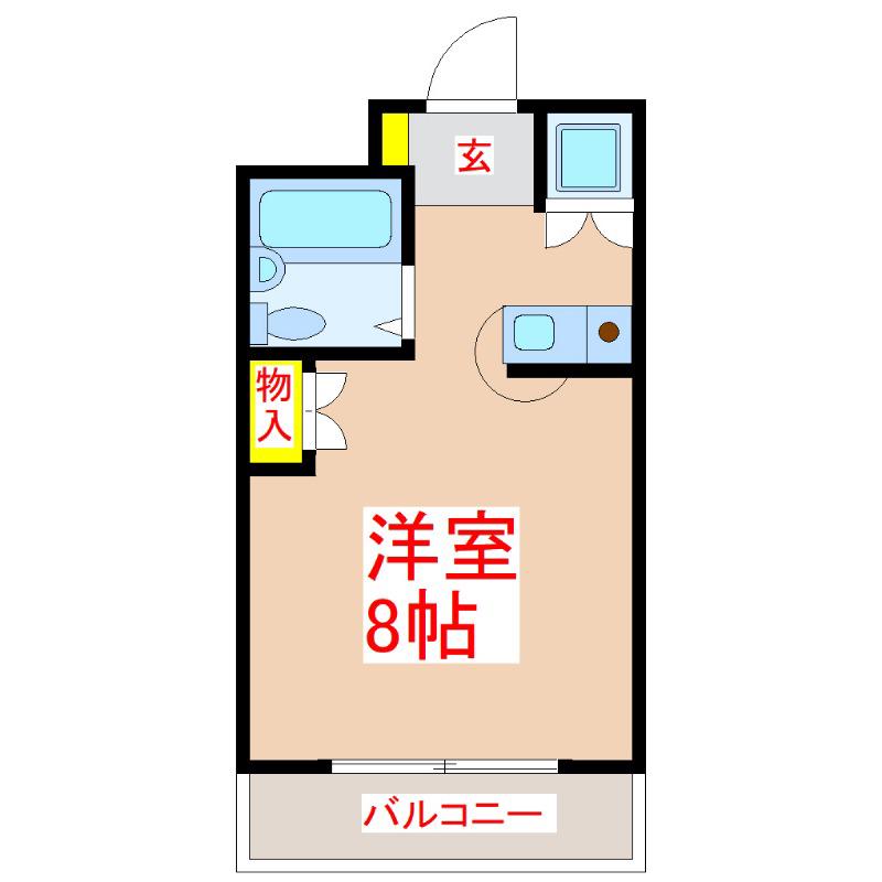 サニーパレスB(ワンルーム/2階)の間取り写真