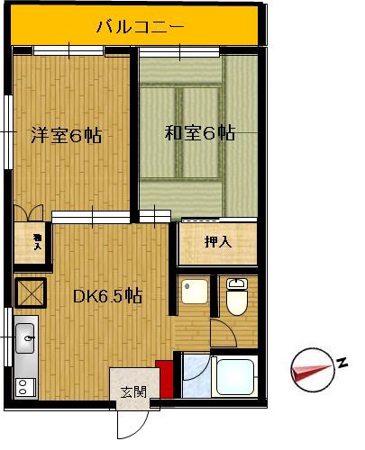 和光マンション(2DK/3階)の間取り写真
